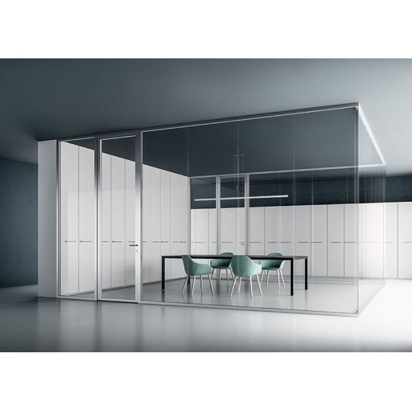 Full View 108mm Aluminum Frame 12mm+12mm Glass Partition Wall With Special