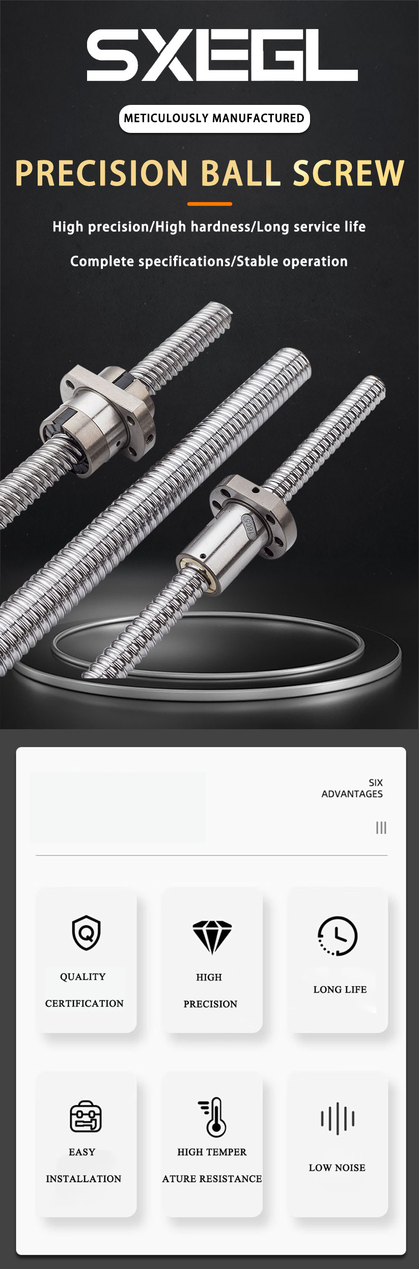 Heavy Load Rolled Ball Screw Efficient 10mm Ball Screw Food Grade Lubrication