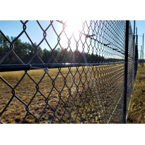 Green Coated Chain Link Fence Mesh Airport Security / Side Stop Fencing