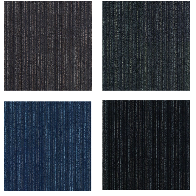 Meeting Room Nylon Pile Carpet Multi Level Loop Striped Pattern Rib Style