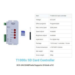 T1000S LED Pixel Controller Programmable For WS2812B WS2811 RGB LED Strip