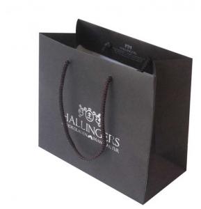 Quality Professional Small Black Paper Bags , Personalised Paper Bags With Ribbon Handle for sale