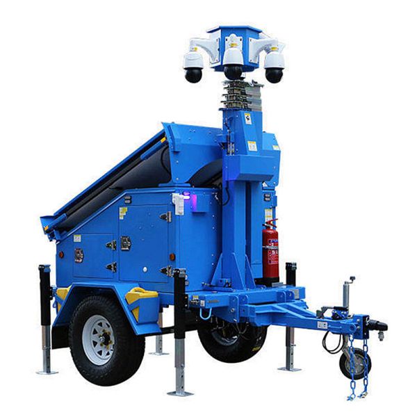 Portable Solar Light Tower Rotating Surveillance Camera Construction Site Solar Powered Light Tower