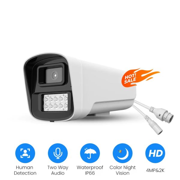 Dual-light Night Vision IP66 Waterproof Bullet Audio Motion Detection P2P CCTV 4MP POE AI IP Security Network Camera