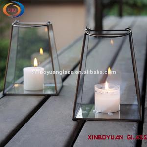 Quality geometric glass flower room surrounded transparent gold candle holder for sale
