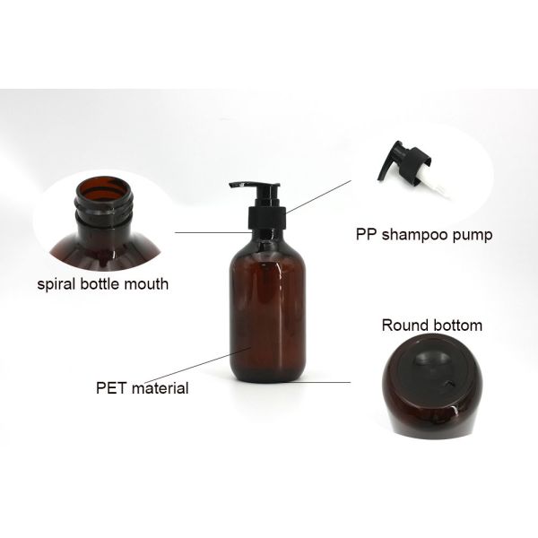 121mm 280ml 480ml Transparent Amber Shampoo Bottle