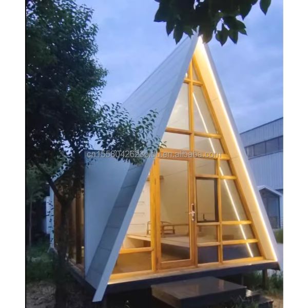 2024 Prefabricated Triangle Houses with Bedrooms Bathrooms and Aluminum Alloy Windows in Customized Colors
