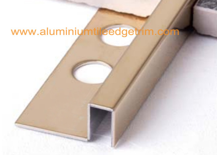 Gold Mirror Stainless Steel Tile Trim 12mm , Stainless Steel Square Edge Tile Trim