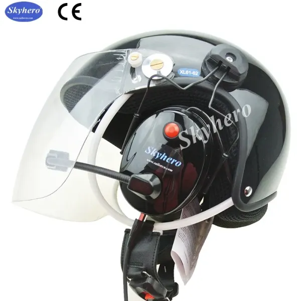 Paramotor helmet headset with Dynamic noise cancelling or electret microphone high noise cancelling