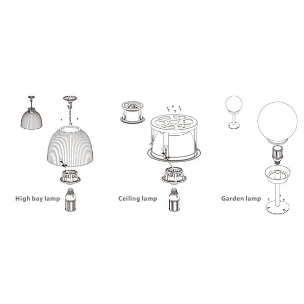 70mm Diameter Corn LED Lights 12w to 28w Bulb Light Replace 100W HID HPS MH
