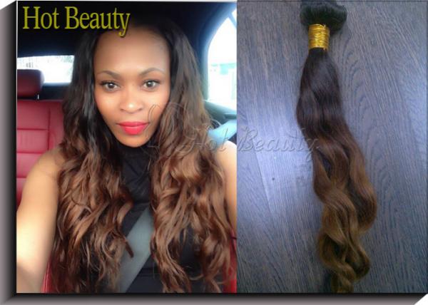 Buy 1b# Colored Human Hair Extensions / Ombre Curly Human Hair Weave at wholesale prices