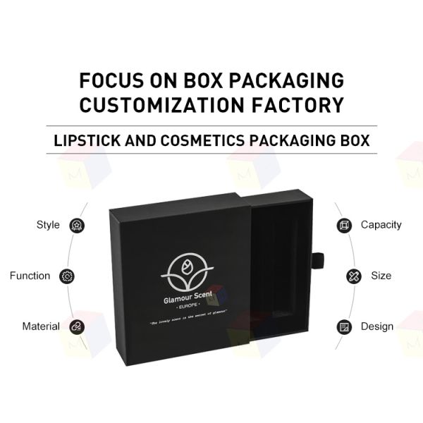 Custom Cosmetic Packaging Box Lipstick Sliding Drawer Gift Boxes With Foam Tray