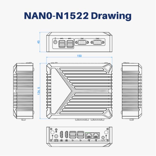 Fanless Industrial Mini PC with Intel N150 Processor Dual Gigabit Ethernet and Zero Noise Cooling