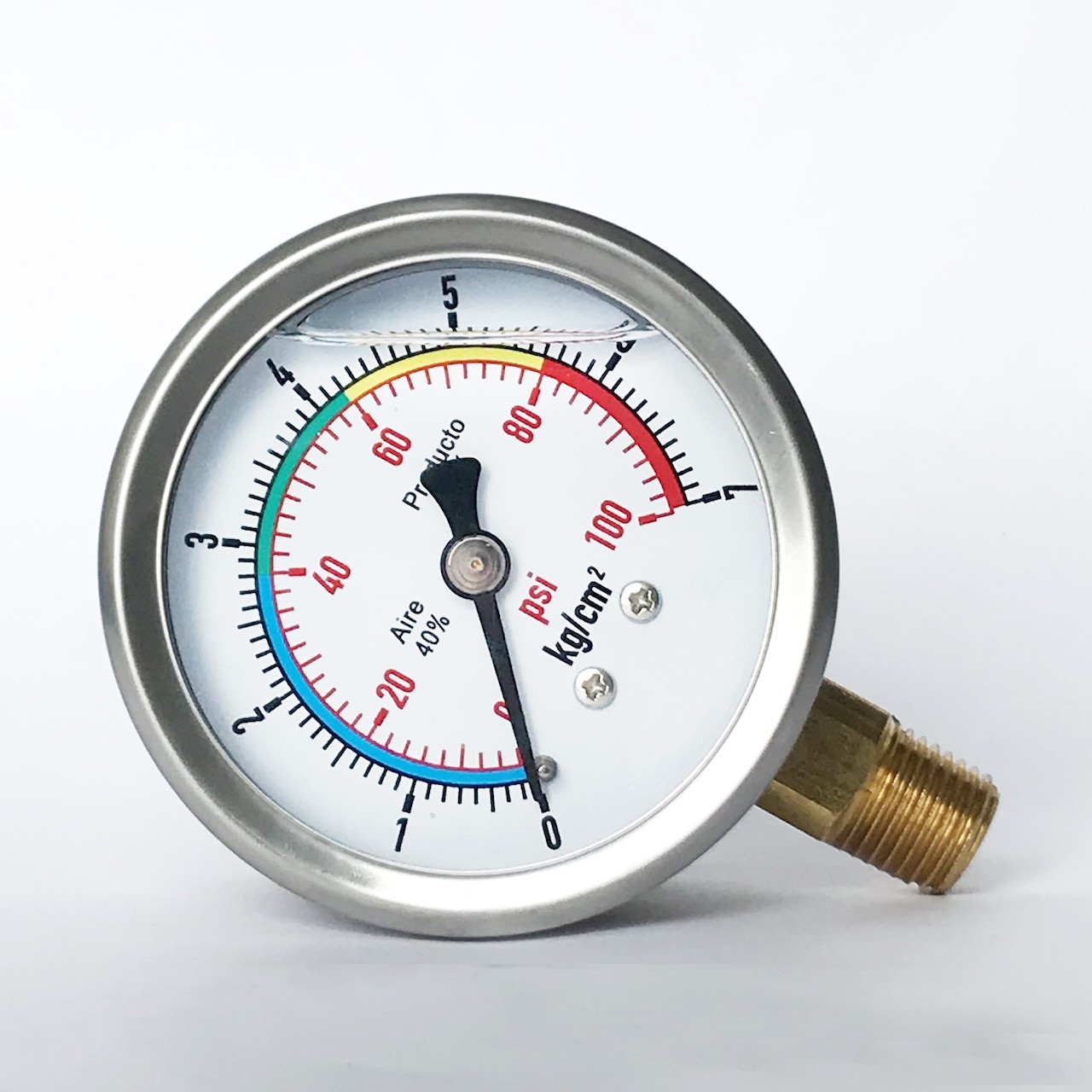 Buy cheap 63mm 100 psi 7 kg/cm2 Chemical Manometer Brass Connection Silicone Oil Liquid from wholesalers
