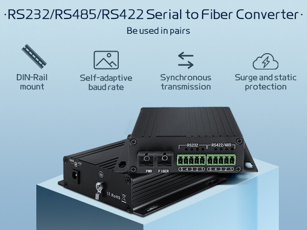 Industrial RS485 RS422 Serial Media Converter 40KM Single Core Fiber 1310/1550nm CE