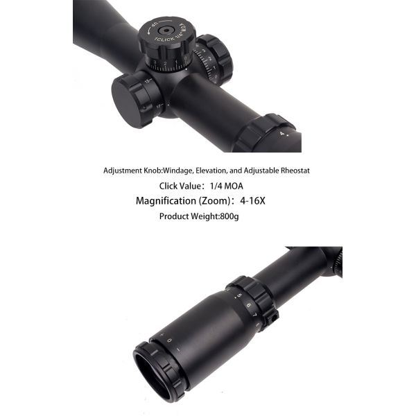 Water Proof First Focal Plane Scopes For Hunting 4-16X50SFE Black Matte