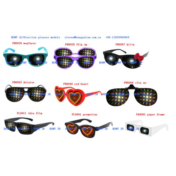 Hello Kitty Frame Fireworks Glasses With 13500 Lines Diffraction Effect Black Frame