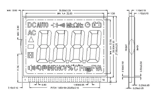 Bias 1/3 Black And White LCD Display LCD Meter Display VDD 3V