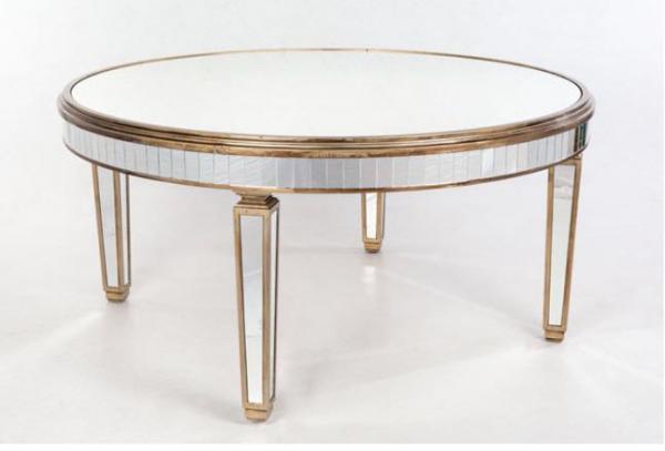 Buy Fashionable Mirrored Round Dining Table , Large Size Glass Top Dining Room Tables at wholesale prices