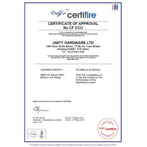 Unity Hardware Ltd. Certifications