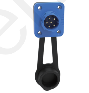 5pin Blue M19 Connector 15A Solder Overmolded Aluminum Alloy Shell Nylon IP67