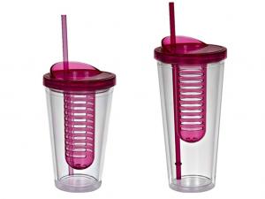 Quality 16oz double wall AS/PS tumbler with straw and infuser eco-friendly FDA/LFGB/CA65/CE/EU for sale