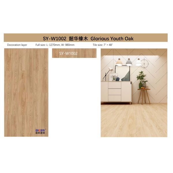 Wood Grain Click SPC Flooring 4mm Glorious Youth Oak GKBM Greenpy SY-W1002