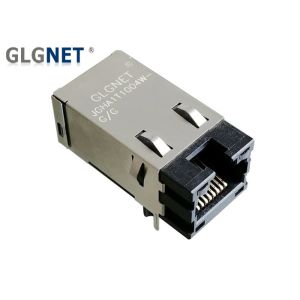 China 1000 Base T UPOE DIP Magnetic RJ45 Connector With LED Green Latch Up on sale