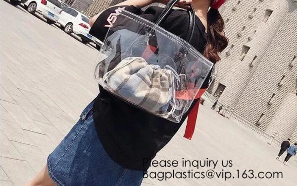 Custom Clear Transparent Holographic PVC Shopping Bag Holographic Tote Bag Pvc Handbag Transparent Tote Shopping Bags