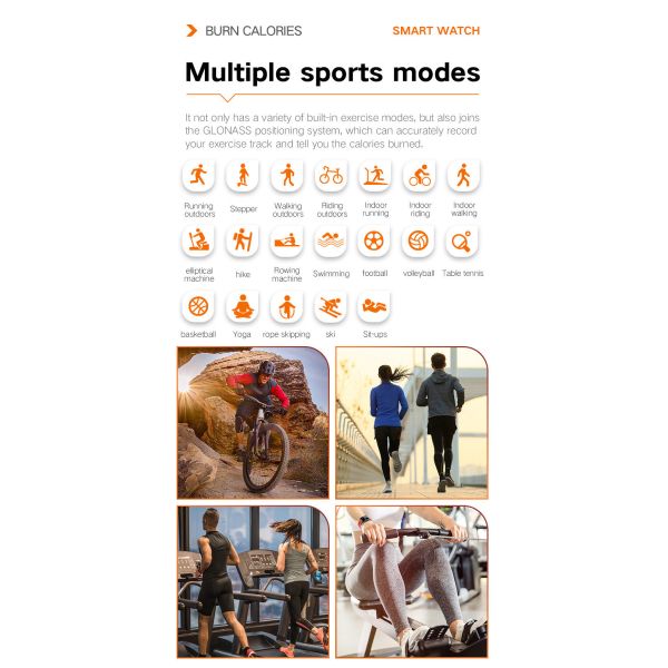 BLE5.1 Sleep Tracker Smartwatch 1.75in Waterproof Blood Pressure Monitor