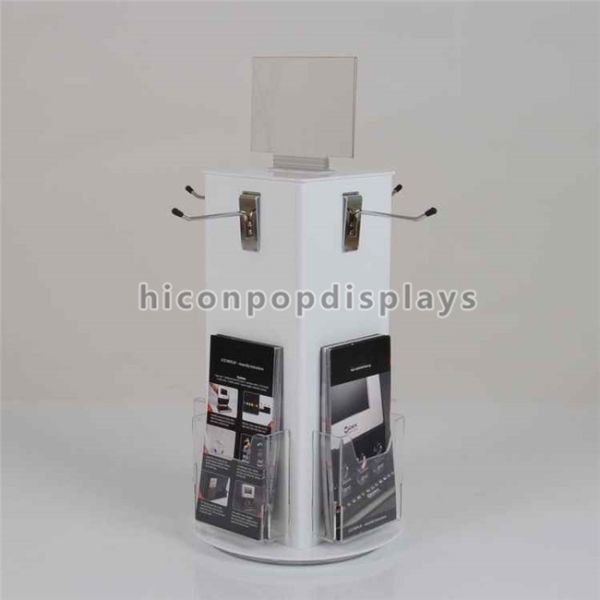 Custom Counter Display Racks , Rotating Acrylic Signage Holder Counter Top Display Stands