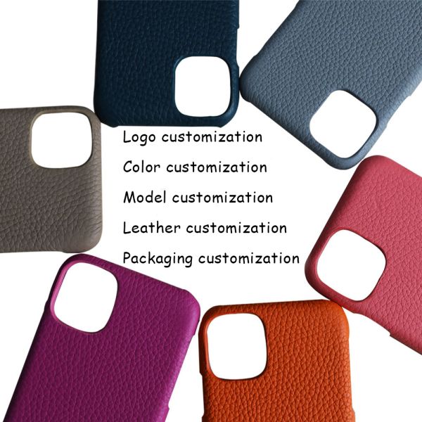 Minibook Handmade Luxury Full Grain Pebble Leather Phone Case for Iphone 13 14 Pro Max