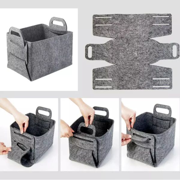 Reusable Practical Foldable Felt Storage Basket Multipurpose Waterproof