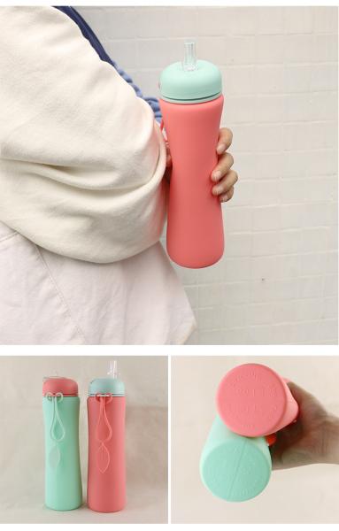 Leakproof Foldable Silicone Drinking Bottle BPA Free For Travel Camping