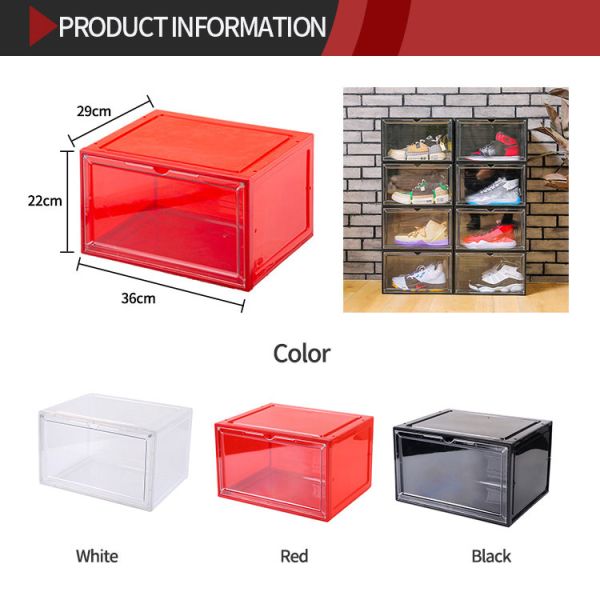 Transparent Portable Magnetic Drop Front Shoe Box Washable Foldable Lightweight