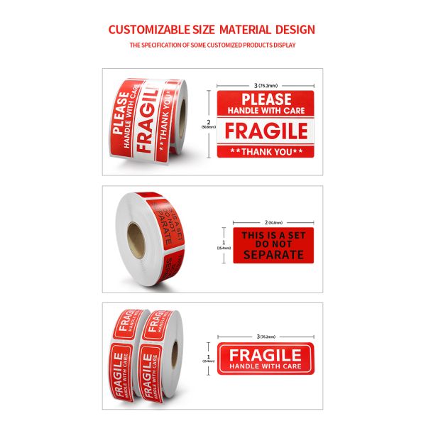 Custom Fragile Warning Labels for Bluetooth Shipping Carton Waterproof