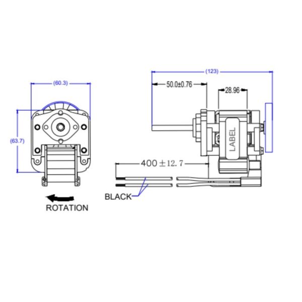 0.5A C Frame Motor 2.38" Die Cast Construction 55W Single Phase Shade Pole