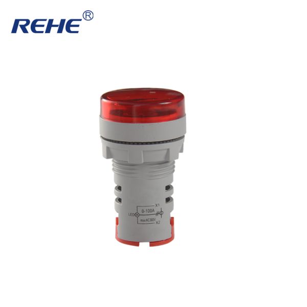 0-100A 22mm Ammeter AC Current Indicator Signal Light Meter