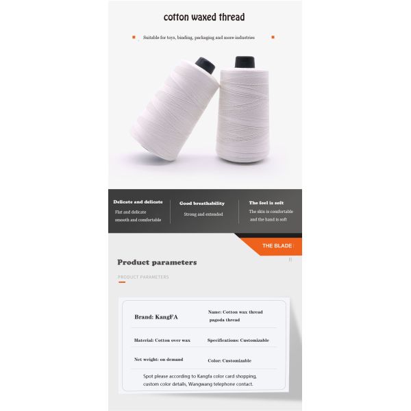 High Tensile 100% Cotton Polyester for Glazed Bag Closing Sewing 20/3 Kite Flying Thread