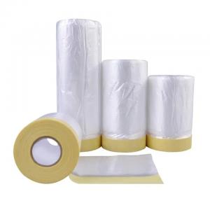 China HDPE Pre Taped Masking Film Indoor Outdoor Protective Plastic Film Paint Usage on sale