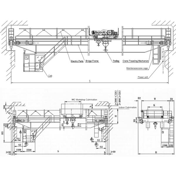 20T Span 20m EOT Traveling Double Girder Overhead Crane Steel Plants Using A5 Level