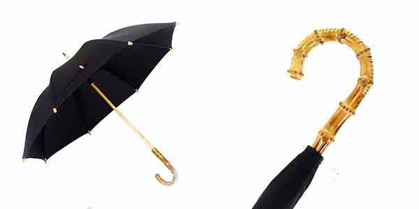 Bamboo Handle Straight Walking Umbrellas Wind Resistant With 500T Pongee Fabric