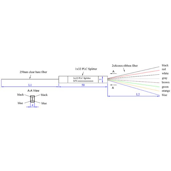 SC Connector 1x32 Mini Type PLC 1 In 32 Out Optical Fiber Splitter 0.5M