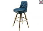 Luxury Leather Button Deco High Bar Stools , Solid Wood Restaurant Supply