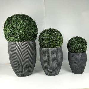 China New design garden decoration large round fiberglass clay round pottery pots for wholesale on sale