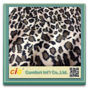 Quality Animal Printed Realistic Faux fur Fabric For Scarf Garment / Coat , Soft Long Pile Fake Fur Material for sale