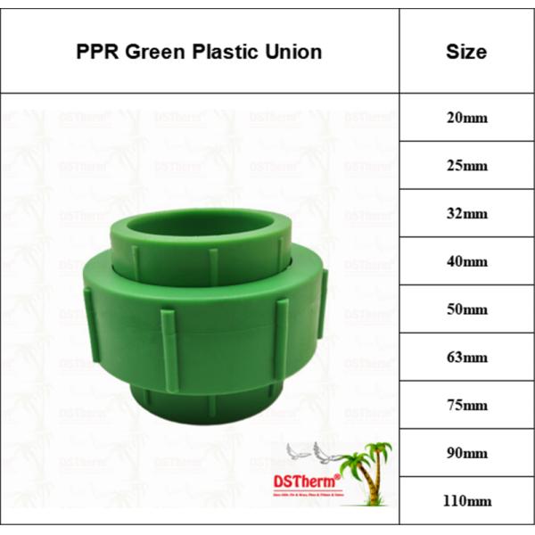 Ppr Green Plastic Union For Piping System Customizable Chemical Resistance