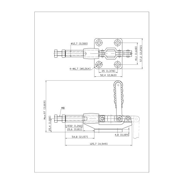 M8 Axis Spindle 227Kg 450lbs Push Pull Type Toggle Clamp