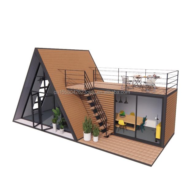 Aluminum Alloy Windows Luxury Modern A-Frame Low-rise Villa Heat-Insulated Modular Prefab Tiny Triangle House for Apartment