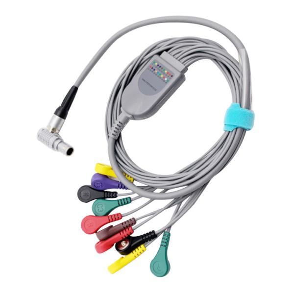 GE CM3000 10 Pin 10 Lead ECG Holter Cable 0.9m Snap Connector